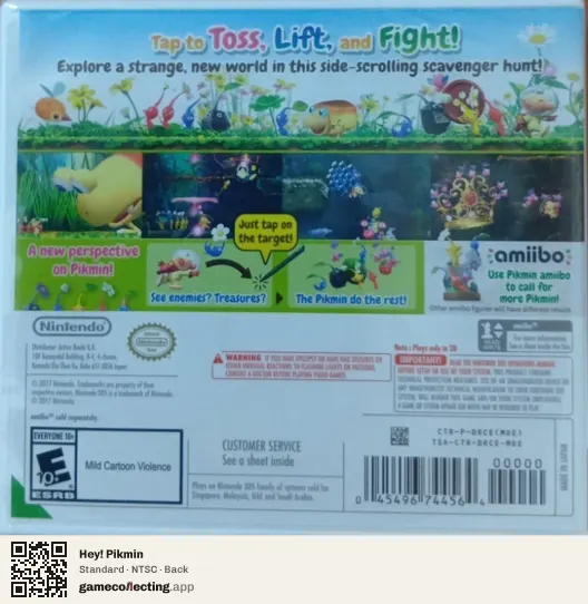 Hey! Pikmin Nintendo 3DS, NTSC box back