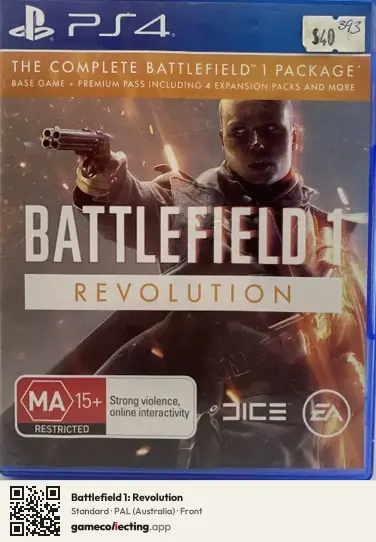 Battlefield 1: Revolution PlayStation 4, Australia box front