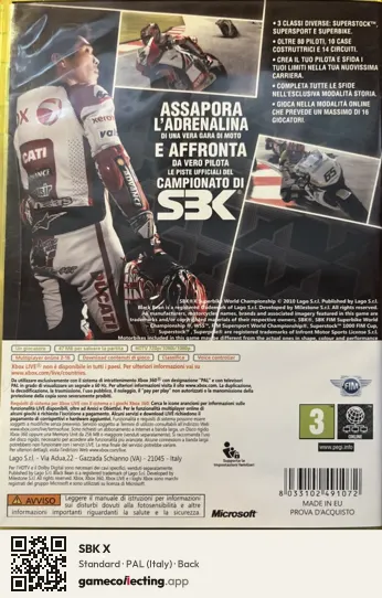 SBK X Xbox 360, Italy box back