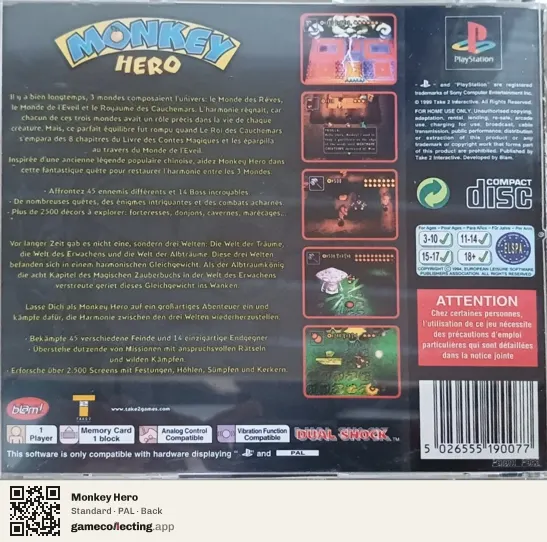 Monkey Hero PlayStation, PAL box back
