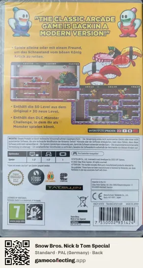 Snow Bros. Nick & Tom Special Nintendo Switch, Germany box back