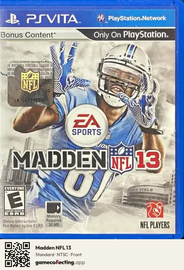 Madden NFL 13 PlayStation Vita, NTSC box front