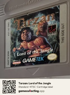 Tarzan: Lord of the Jungle Game Boy, NTSC cartridge label