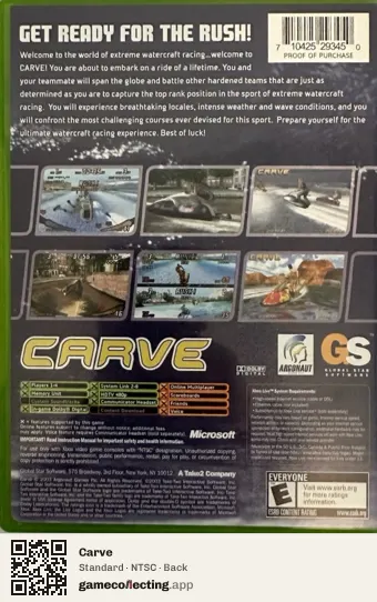 Carve Xbox, NTSC box back