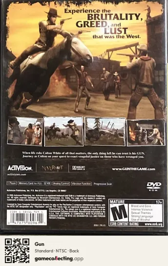 Gun PlayStation 2, NTSC box back