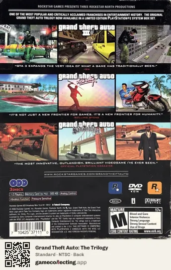 Grand Theft Auto: The Trilogy PlayStation 2, NTSC box back