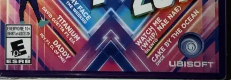 Just Dance 2017, the ESRB box on its front
