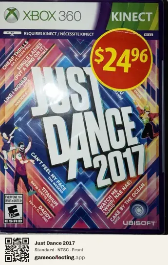 Just Dance 2017 Xbox 360, NTSC box front