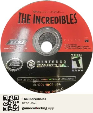 The Incredibles Nintendo GameCube, NTSC disc