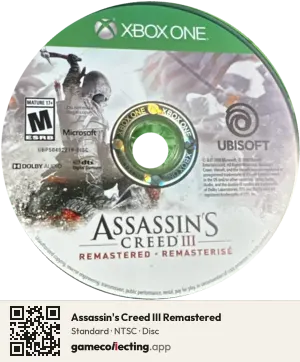 Assassin's Creed III Remastered Xbox One, NTSC disc