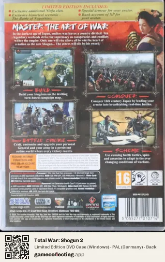 Total War: Shogun 2 Computer, Germany box back