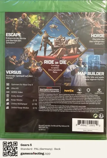 Gears 5 Xbox One, Germany box back