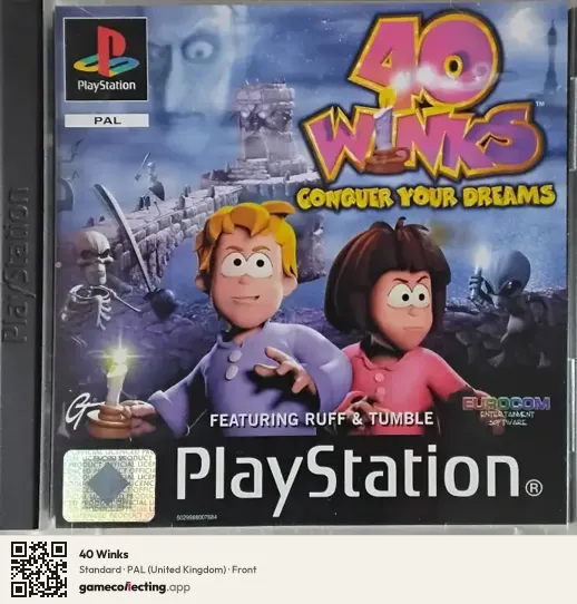 40 Winks PlayStation, United Kingdom box front
