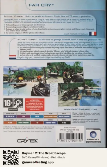 Rayman 2: The Great Escape Computer, PAL box back