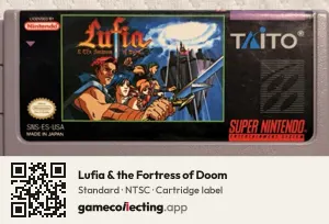 Lufia & the Fortress of Doom Super Nintendo Entertainment System, NTSC cartridge label