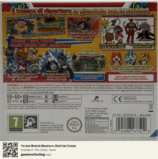 Yo-kai Watch Blasters: Red Cat Corps Nintendo 3DS, Italy box back
