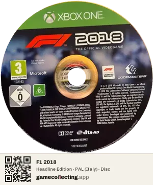 F1 2018 Xbox One, PAL disc