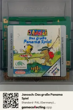 Janosch: Das große Panama Spiel Game Boy Color, PAL cartridge label