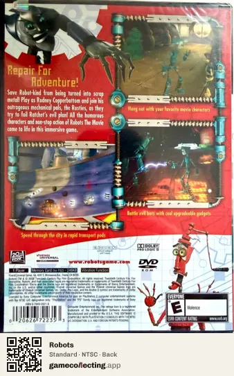 Robots PlayStation 2, NTSC box back