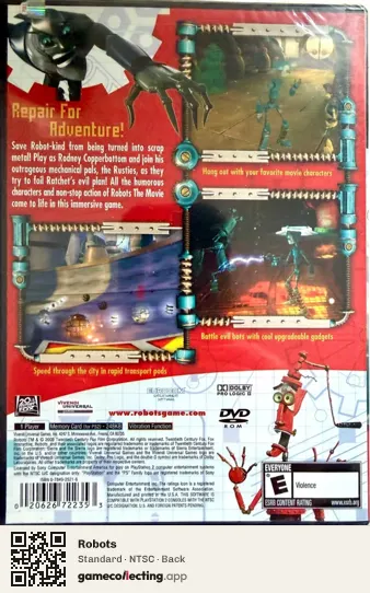 Robots PlayStation 2, NTSC box back