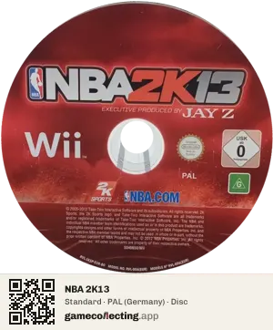 NBA 2K13 Nintendo Wii, PAL disc