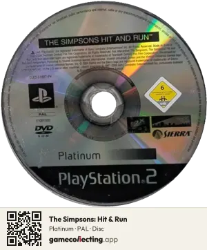 The Simpsons: Hit & Run PlayStation 2, PAL disc