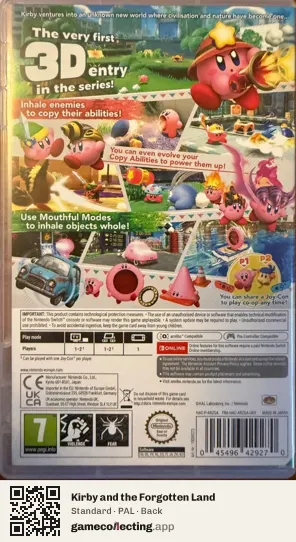 Kirby and the Forgotten Land Nintendo Switch, PAL box back