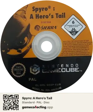 Spyro: A Hero's Tail Nintendo GameCube, PAL disc