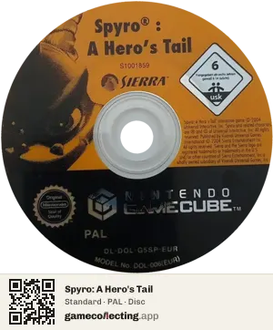 Spyro: A Hero's Tail Nintendo GameCube, PAL disc