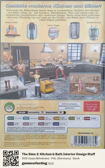 The Sims 2: Kitchen & Bath Interior Design Stuff Computer, Germany box back
