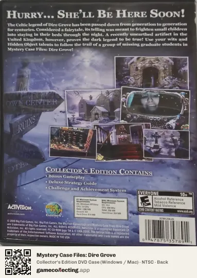 Mystery Case Files: Dire Grove Computer, NTSC box back