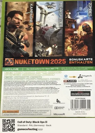 Call of Duty: Black Ops II Xbox 360, Germany box back