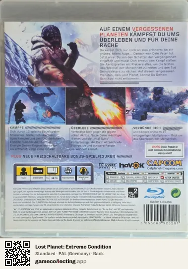 Lost Planet: Extreme Condition PlayStation 3, Germany box back