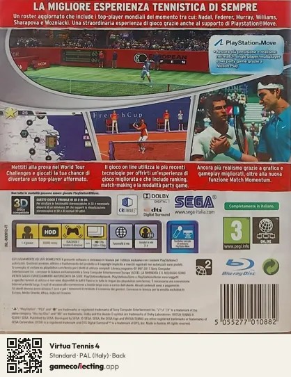 Virtua Tennis 4 PlayStation 3, Italy box back