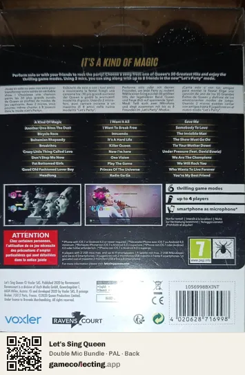 Let's Sing Queen PlayStation 4, PAL box back
