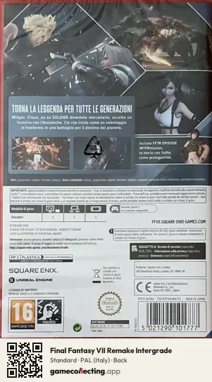 Final Fantasy VII Remake Intergrade Nintendo Switch 2, Italy box back