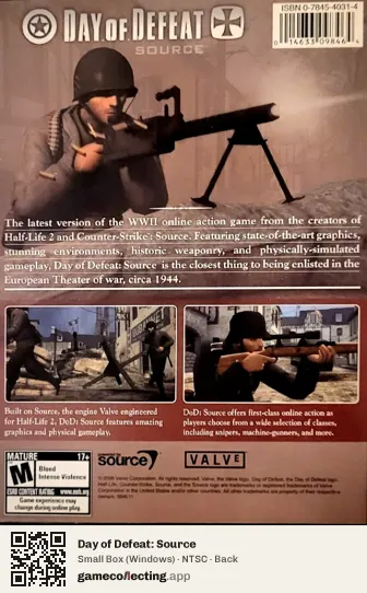 Day of Defeat: Source Computer, NTSC box back
