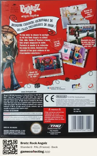 Bratz: Rock Angelz Nintendo GameCube, France box back