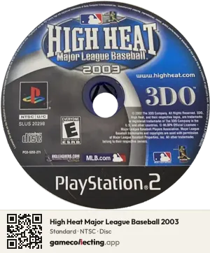 High Heat Major League Baseball 2003 PlayStation 2, NTSC disc