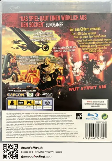 Asura's Wrath PlayStation 3, Germany box back