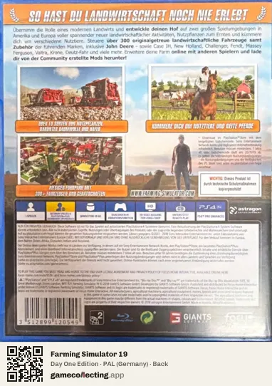 Farming Simulator 19 PlayStation 4, Germany box back