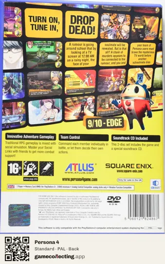 Persona 4 PlayStation 2, PAL box back