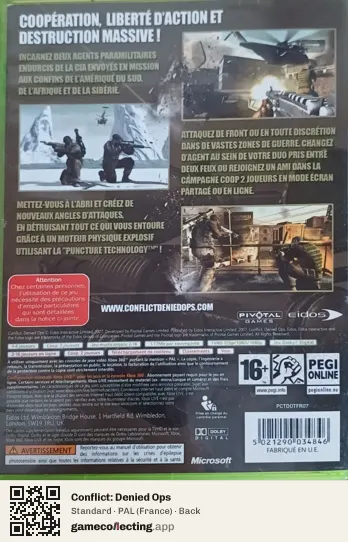 Conflict: Denied Ops Xbox 360, France box back