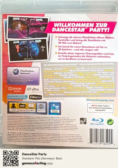 DanceStar Party PlayStation 3, Germany box back