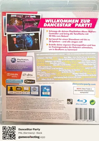 DanceStar Party PlayStation 3, Germany box back