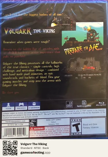 Volgarr The Viking PlayStation 4, NTSC box back