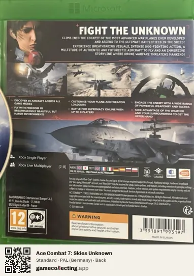 Ace Combat 7: Skies Unknown Xbox One, Germany box back