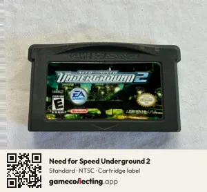 Need for Speed Underground 2 Game Boy Advance, NTSC cartridge label