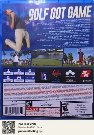 PGA Tour 2K21 PlayStation 4, NTSC box back