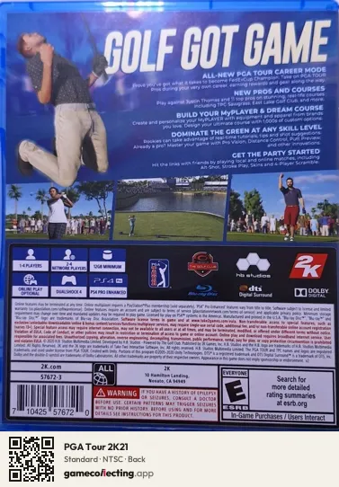 PGA Tour 2K21 PlayStation 4, NTSC box back
